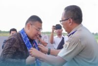 Kepala Kantor Wilayah BPN Provinsi Bengkulu, Indera Imanuddin, bersama jajarannya saat menyambut Wamen Ossy