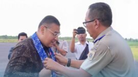 Kepala Kantor Wilayah BPN Provinsi Bengkulu, Indera Imanuddin, bersama jajarannya saat menyambut Wamen Ossy